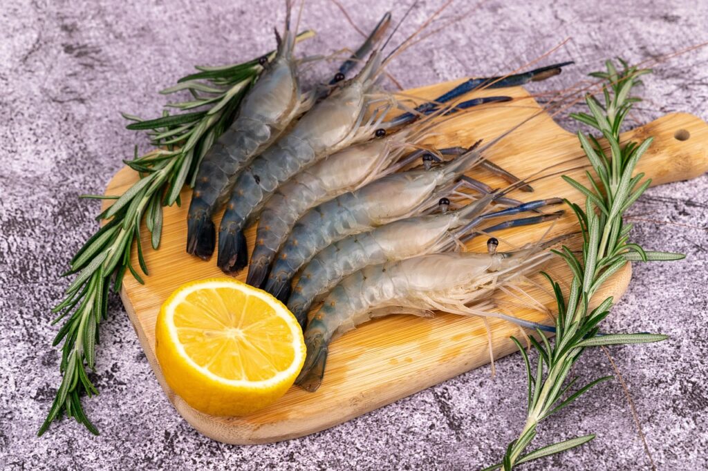 Shrimps, Rosemary, Seafood image.