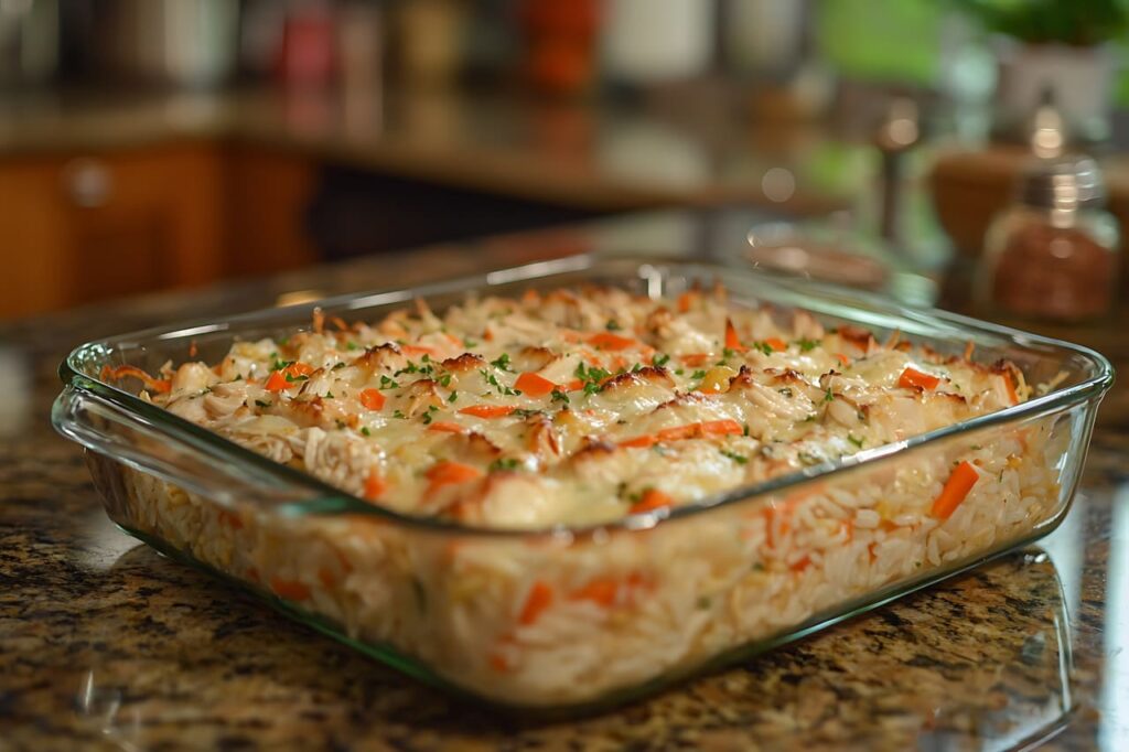 Buffalo Chicken Rice Casserole