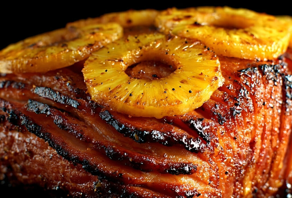 Baked ham with pineapple