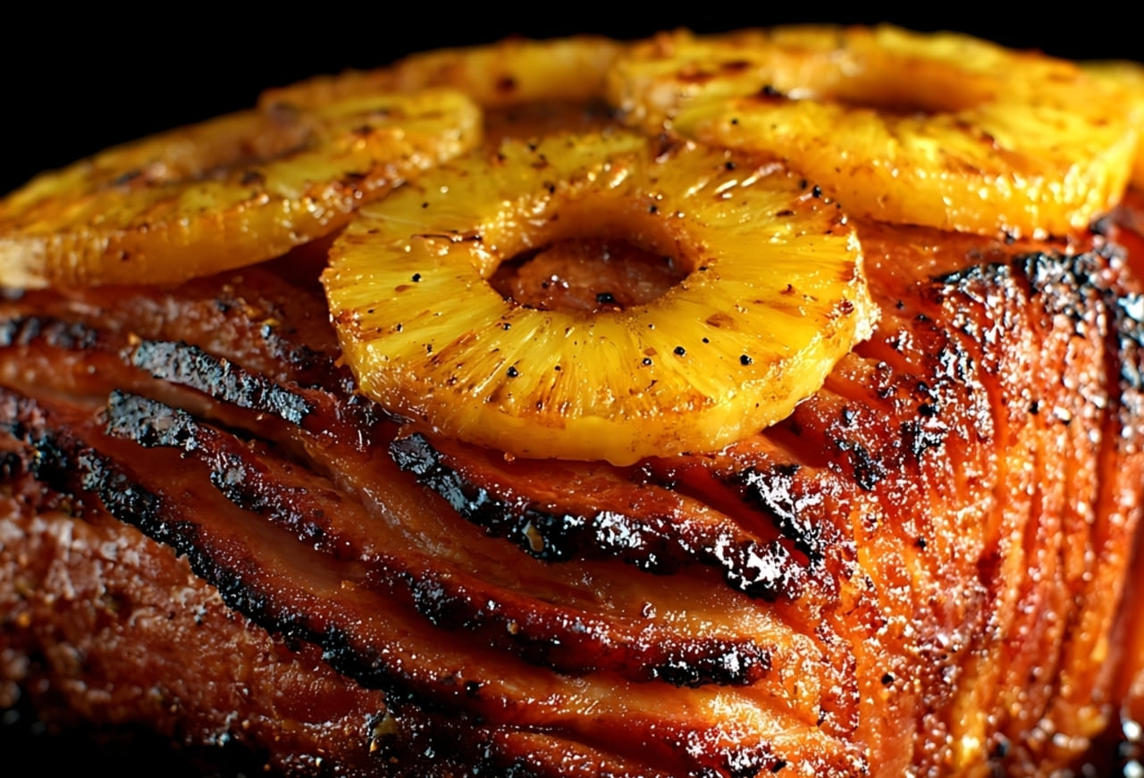 Baked ham with pineapple