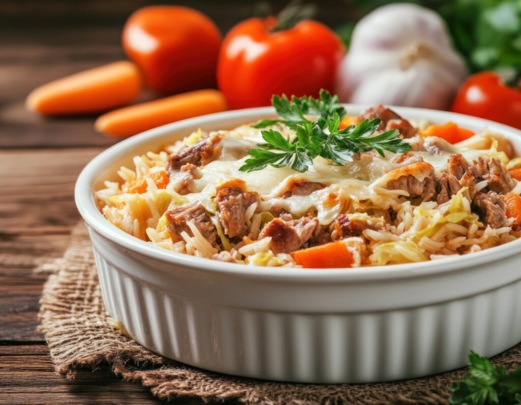Cheesy Ground Beef and Rice Casserole