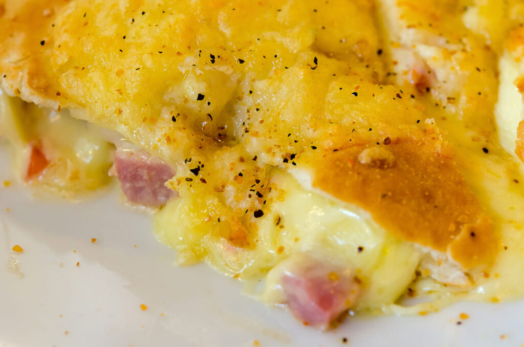 Ham and Swiss Rice Bake