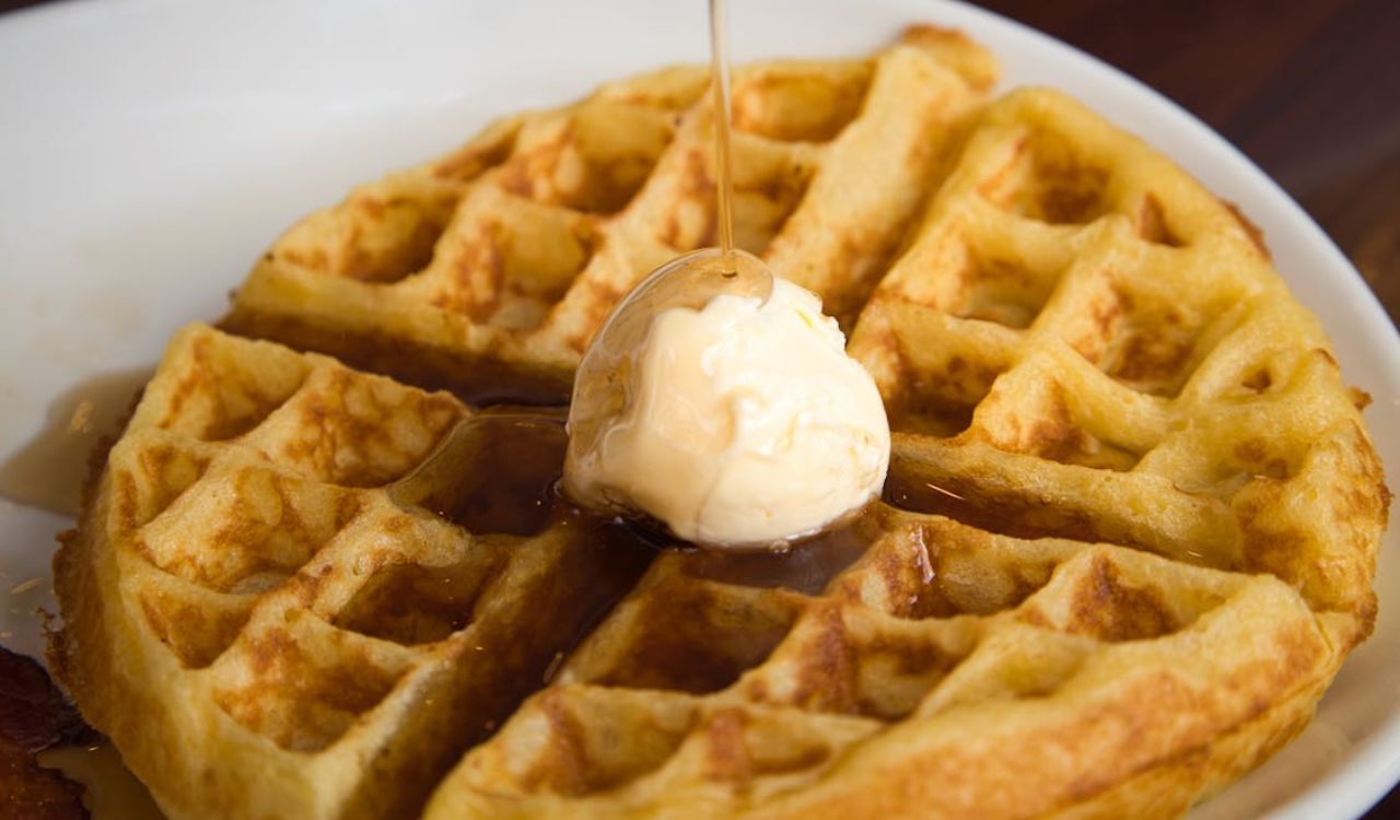 Belgian waffles and butter