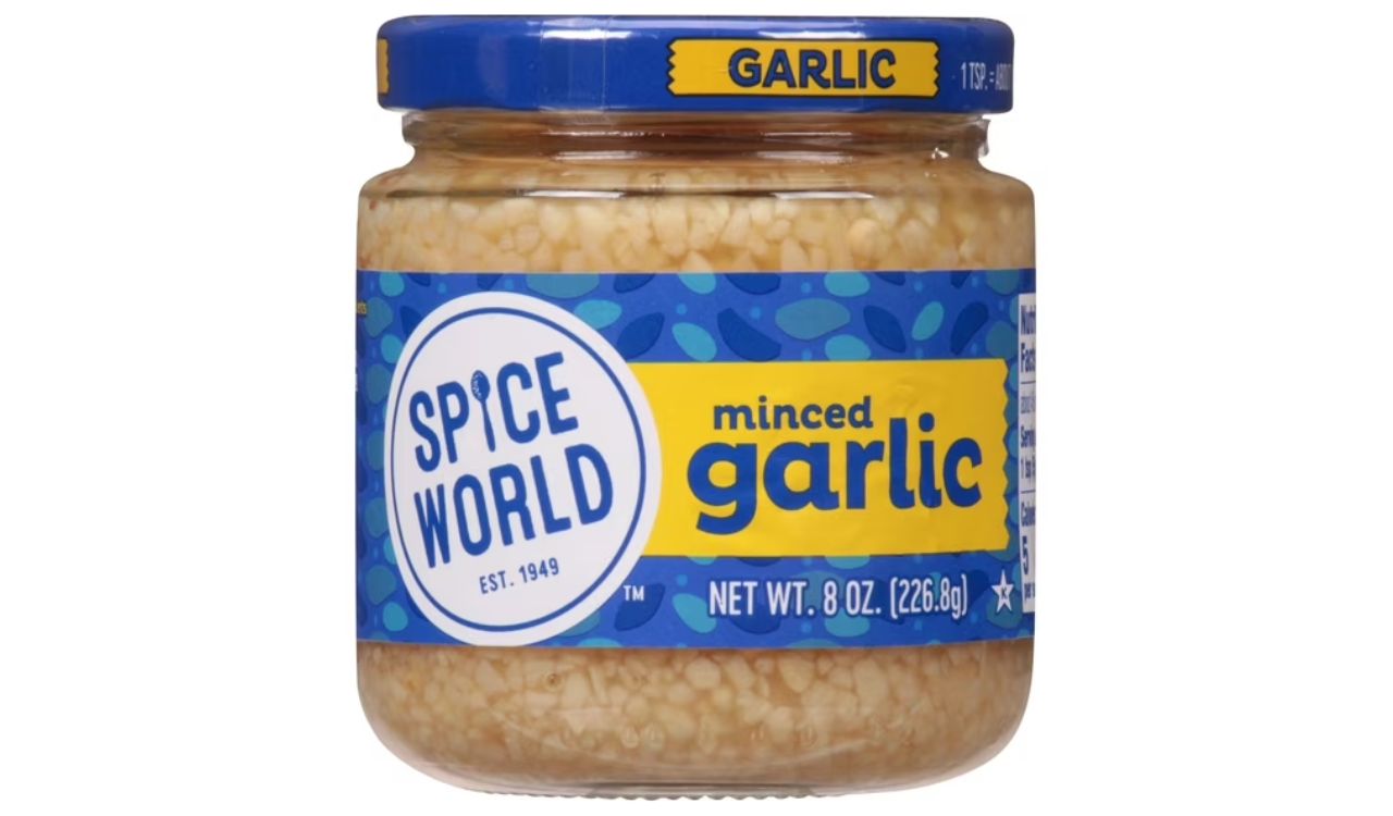 Minced garlic in a jar