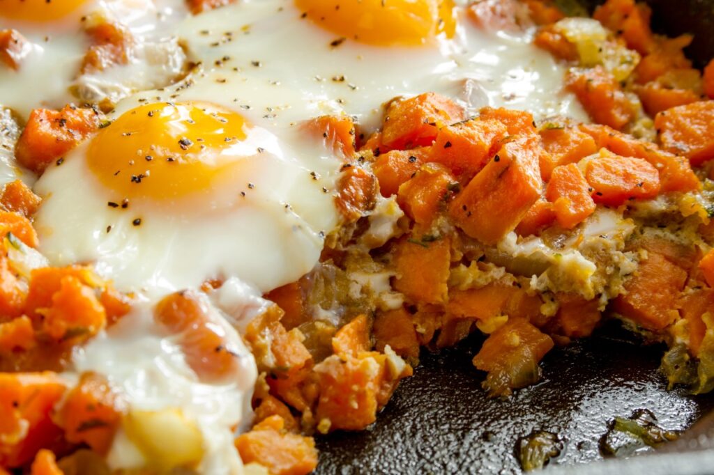 Sheet Pan Sweet Potato and Egg Bake