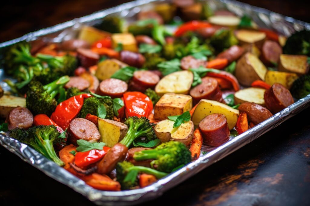Sheet Pan Sausage and Breakfast Vegetables