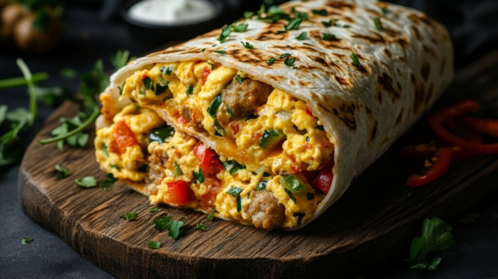 Breakfast Burrito with Eggs and Veggies