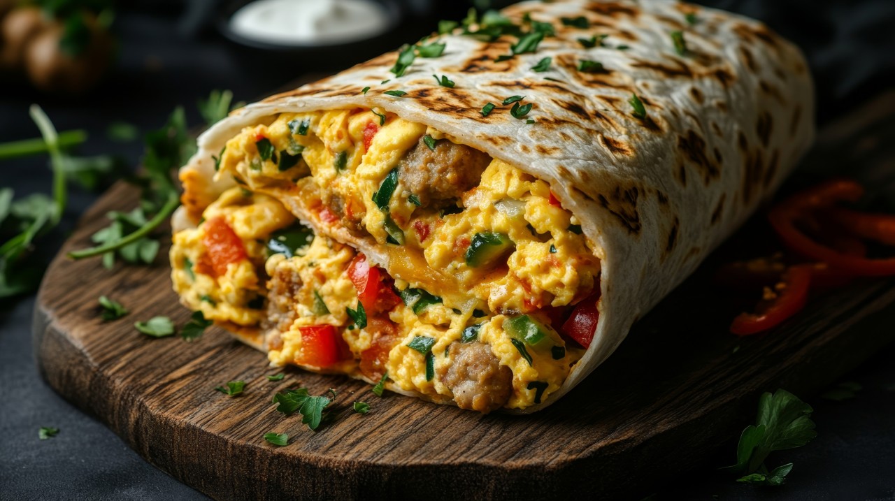 Breakfast Burrito with Eggs and Veggies