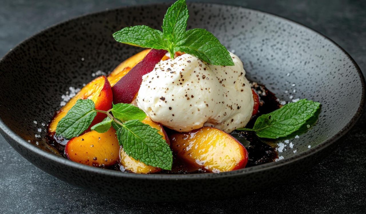 Burrata with marinated peaches