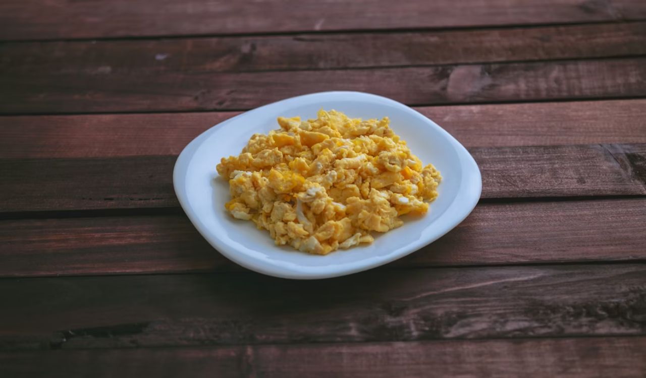 Overcooked scrambled eggs