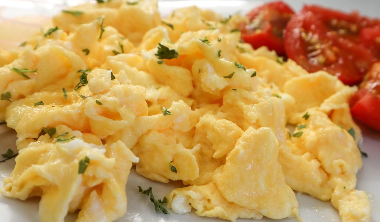 Scrambled eggs on a plate