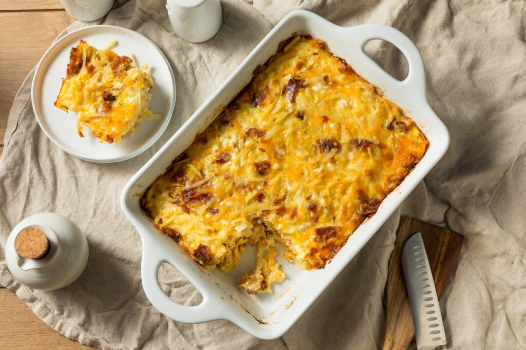 Bacon and Cheddar Hash Brown Breakfast Bake