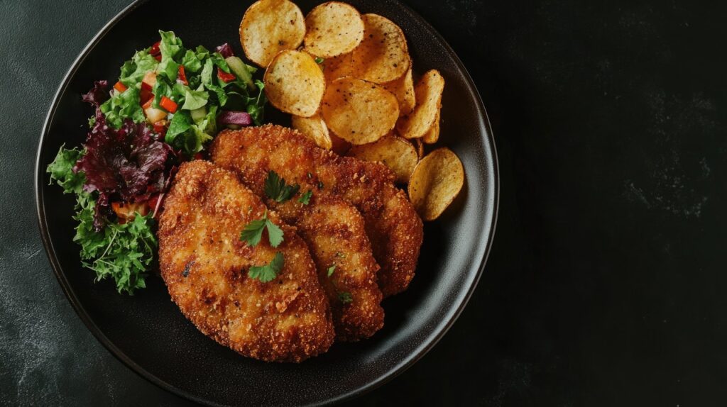 Crispy Chicken Cutlets with Simple Salad