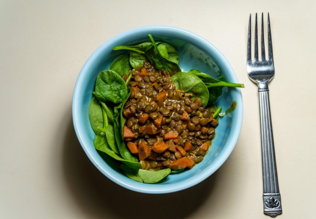 Warm Lentil and Spinach Salad